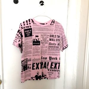 Cute pink newspaper top for sale!